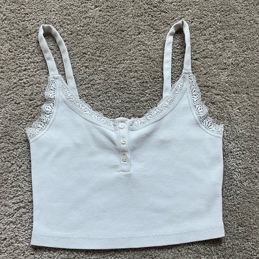 Forever 21 white button up lace tank top